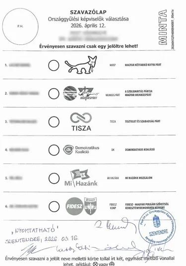 Szavazólap minták